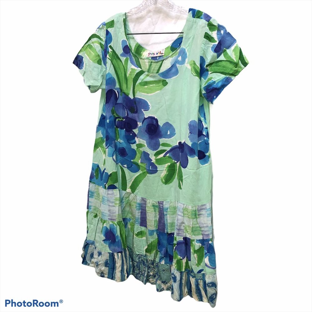 Jams World Mint Green & Blue Floral Midi Dress